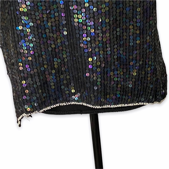 Vintage Sequined Top Womens Size Large Black Irridescent - Picture 3 of 6